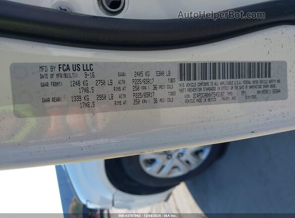 3C4PDCABXHT545187 2017 DODGE JOURNEY White Vista del compartimento del motor
