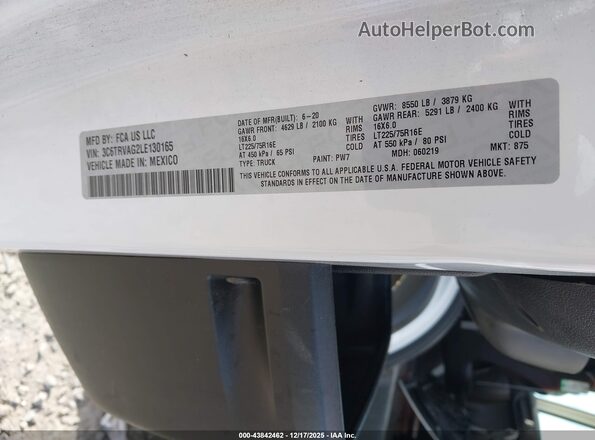 3C6TRVAG2LE130165 2020 RAM PROMASTER 1500 White Շարժիչի բաժամունքի տեսք