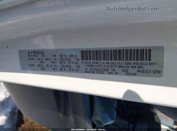 3C6TRVDG4LE122001 2020 RAM PROMASTER 2500 Light Blue Вид подкапотного пространства