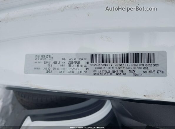 3C6TRVDG5LE103649 2020 RAM PROMASTER 2500 White Widok komory silnika