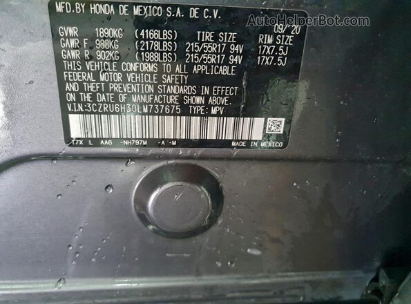 3CZRU6H30LM737675 2020 HONDA HR-V Серый Вид наклейки с VIN-кодом