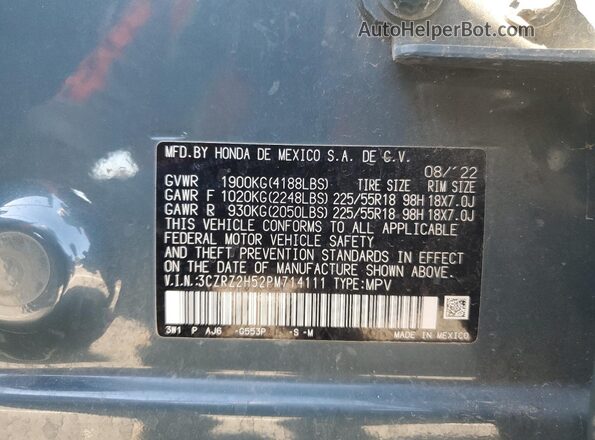 3CZRZ2H52PM714111 2023 HONDA HR-V Gray Սալոնի 360 աստիճան տեսք
