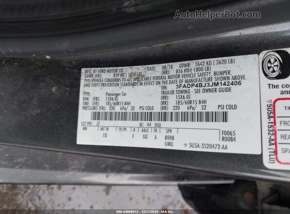 3FADP4BJ3JM142406 2018 FORD FIESTA Gray ძრავის განყოფილების ხედი