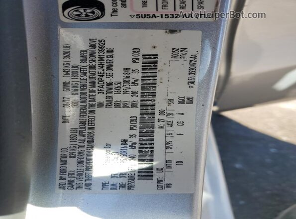 3FADP4EJ4HM139925 2017 FORD FIESTA Silver Вид підкапотного простору