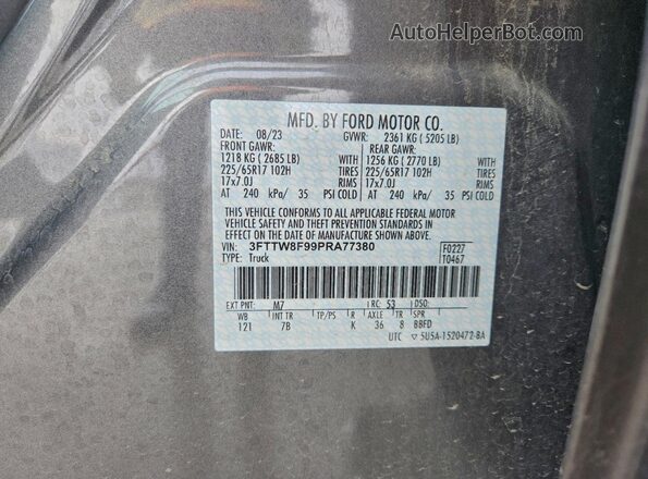 3FTTW8F99PRA77380 2023 FORD MAVERICK Gray Widok komory silnika