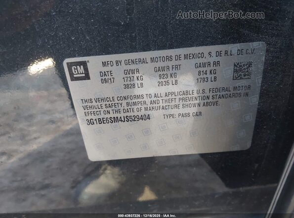 3G1BE6SM4JS529404 2018 CHEVROLET CRUZE Черный Вид подкапотного пространства