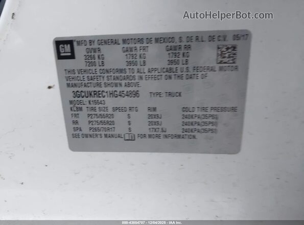 3GCUKREC1HG454896 2017 CHEVROLET SILVERADO Белый Вид подкапотного пространства
