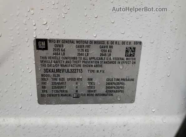 3GKALMEV1JL322713 2018 GMC TERRAIN Белый Вид наклейки с VIN-кодом
