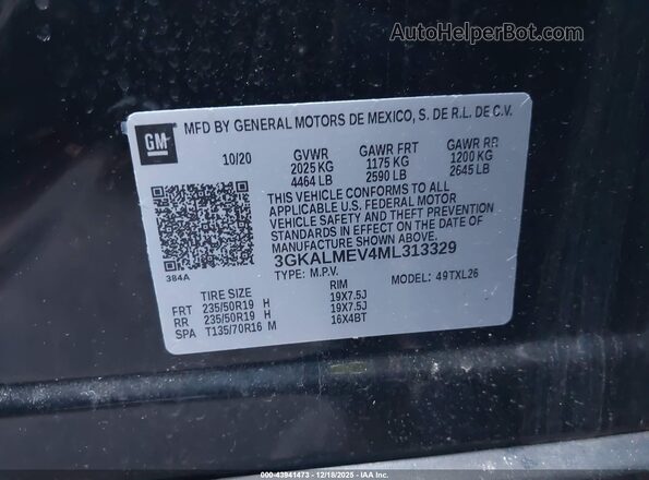 3GKALMEV4ML313329 2021 GMC TERRAIN Black Widok komory silnika