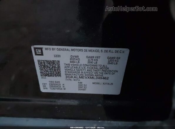 3GKALMEVXML349462 2021 GMC TERRAIN Black Вид підкапотного простору