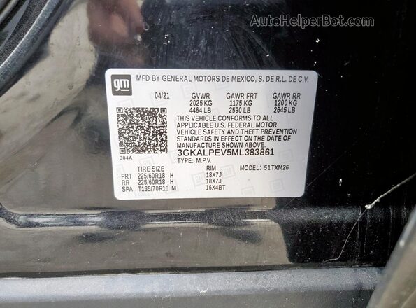 3GKALPEV5ML383861 2021 GMC TERRAIN Черный Вид наклейки с VIN-кодом