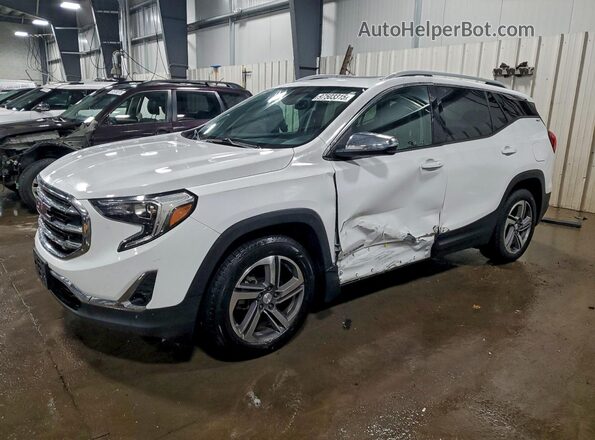3GKALREU6JL165989 2018 GMC TERRAIN Белый Передняя левая четверть