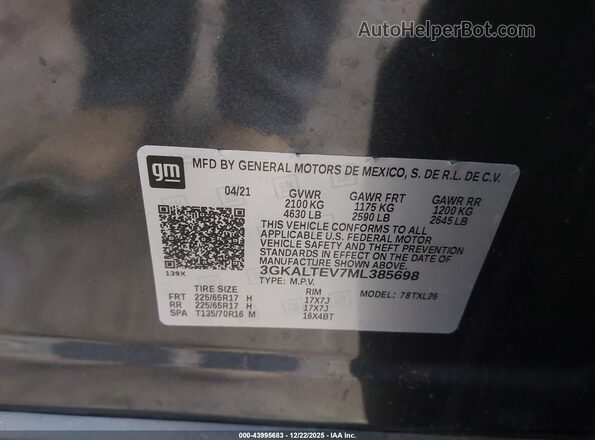 3GKALTEV7ML385698 2021 GMC TERRAIN Серый Вид подкапотного пространства