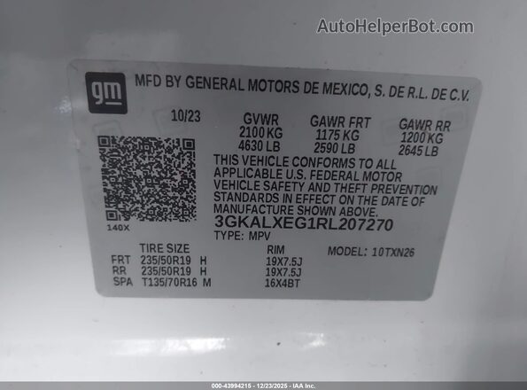 3GKALXEG1RL207270 2024 GMC TERRAIN Белый Вид подкапотного пространства