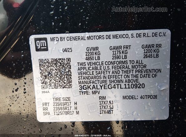 3GKALYEG4TL110920 2026 GMC TERRAIN Черный Вид подкапотного пространства