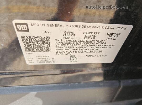3GNAXTEG2PL252716 2023 CHEVROLET EQUINOX  Вид задней части салона