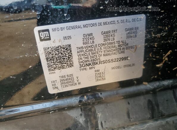 3GNKBKRS0SS222995 2025 CHEVROLET BLAZER Black Вид підкапотного простору