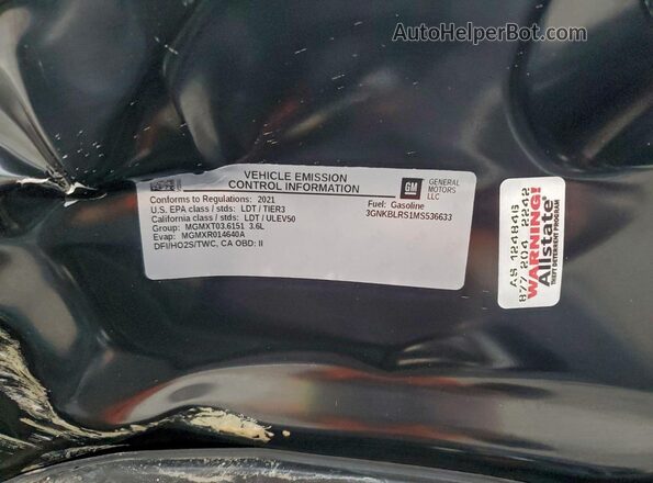 3GNKBLRS1MS536633 2021 CHEVROLET BLAZER Черный Панорамный вид салона 360°