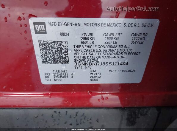 3GNKDKRJ8SS111404 2025 CHEVROLET OTHER Red Widok komory silnika