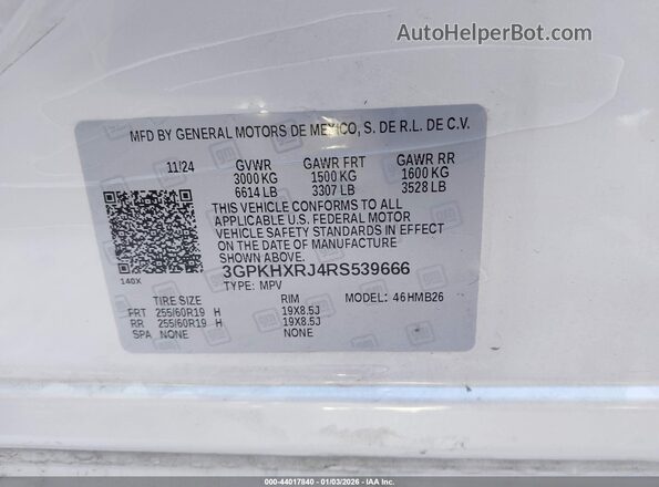 3GPKHXRJ4RS539666 2024 HONDA PROLOGUE Белый Вид подкапотного пространства