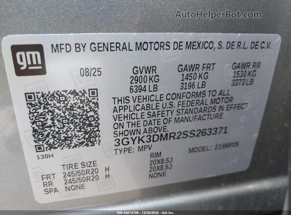 3GYK3DMR2SS263371 2025 CADILLAC OPTIQ Серебряный Вид подкапотного пространства
