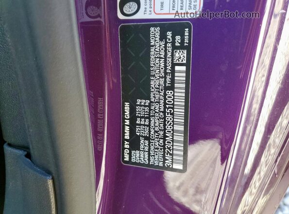 3MF23DM08S8F51008 2025 BMW M2 Purple Widok komory silnika