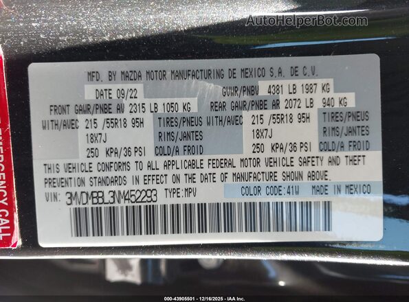 3MVDMBBL3NM452293 2022 MAZDA CX-30 Черный Вид подкапотного пространства