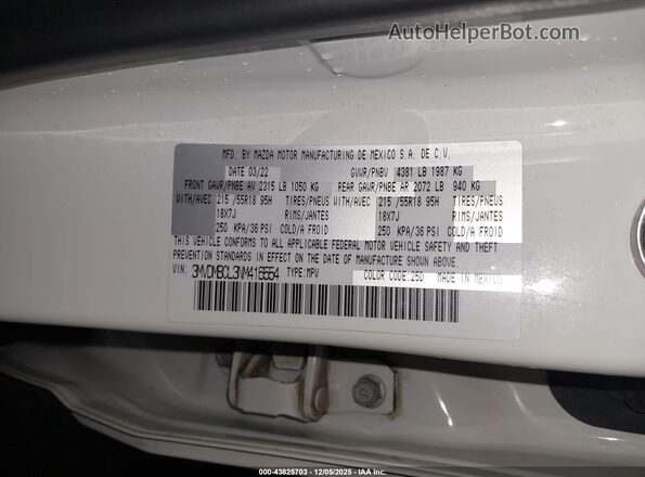 3MVDMBCL3NM416554 2022 MAZDA CX-30 Белый Вид подкапотного пространства