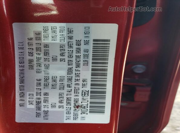 3MVDMBCL7LM116562 2020 MAZDA CX-30 Red VIN კოდის სტიკერის ხედი