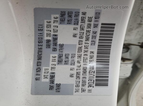 3MYDLBYVXJY321444 2018 TOYOTA YARIS Белый Вид наклейки с VIN-кодом