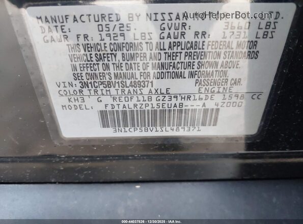 3N1CP5BV1SL489371 2025 NISSAN KICKS PLAY Черный Вид подкапотного пространства