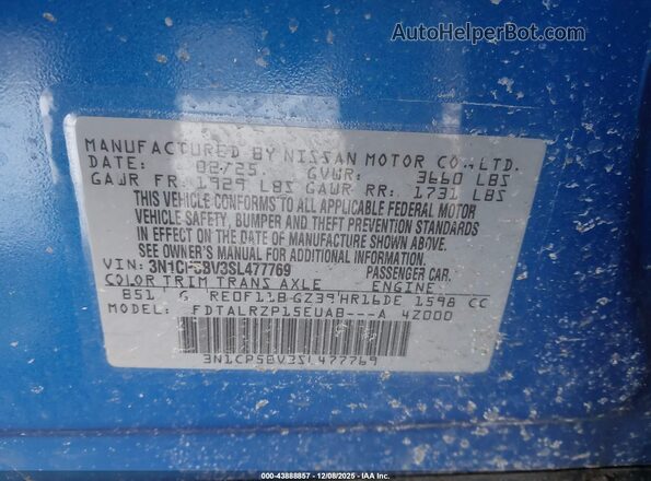 3N1CP5BV3SL477769 2025 NISSAN KICKS PLAY Синий Вид подкапотного пространства