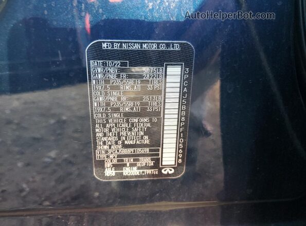 3PCAJ5BB8PF105698 2023 INFINITI QX50 Blue Widok komory silnika