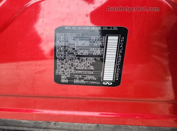 3PCAJ5LR3PF101554 2023 INFINITI QX55 Red Vista del compartimento del motor