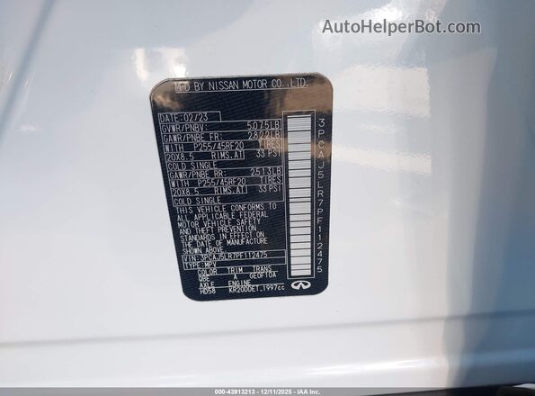 3PCAJ5LR7PF112475 2023 INFINITI QX55 Белый Вид подкапотного пространства