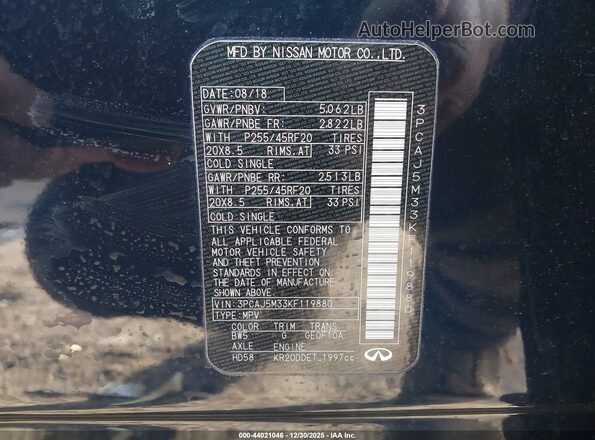 3PCAJ5M33KF119880 2019 INFINITI QX50 Dark Blue Вид подкапотного пространства