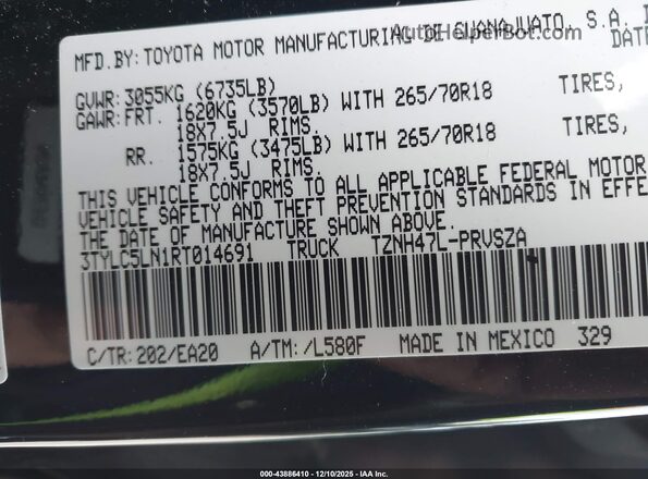 3TYLC5LN1RT014691 2024 TOYOTA TACOMA HYBRID Black Вид підкапотного простору