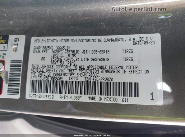 3TYLC5LN5RT009204 2024 TOYOTA TACOMA HYBRID Зеленый Вид подкапотного пространства