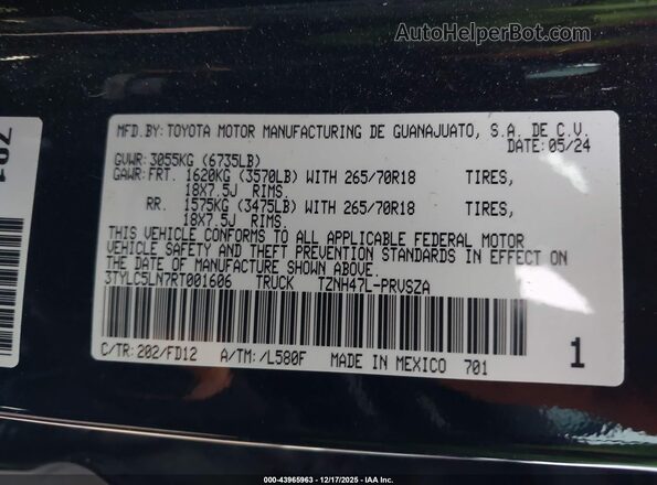 3TYLC5LN7RT001606 2024 TOYOTA TACOMA HYBRID Black Engine compartment view