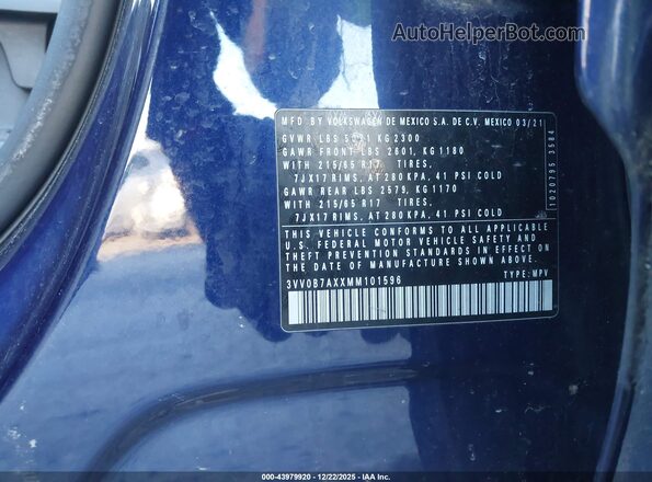 3VV0B7AXXMM101596 2021 VOLKSWAGEN TIGUAN Navy Вид подкапотного пространства