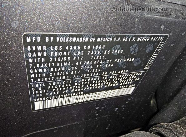 3VV5C7B28TM010718 2026 VOLKSWAGEN TAOS Серый Вид наклейки с VIN-кодом