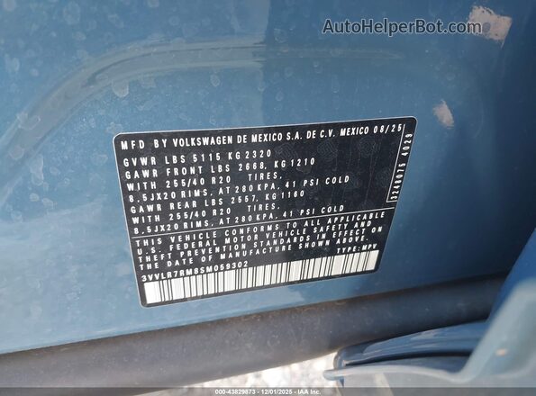 3VVLR7RM8SM059302 2025 VOLKSWAGEN TIGUAN Blue Widok komory silnika
