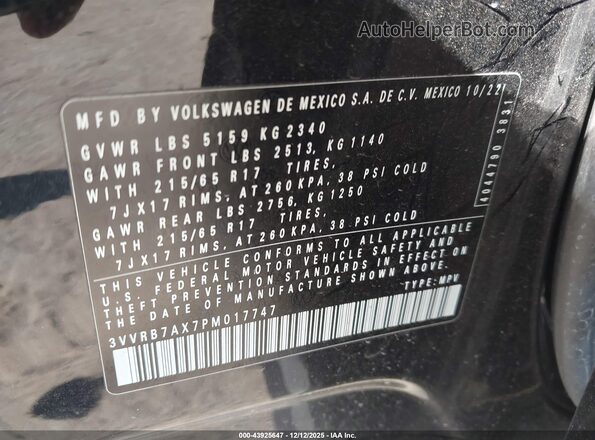 3VVRB7AX7PM017747 2023 VOLKSWAGEN TIGUAN Black Engine compartment view