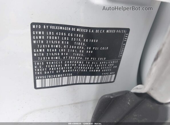 3VVSC7B28SM077756 2025 VOLKSWAGEN TAOS Белый Вид подкапотного пространства