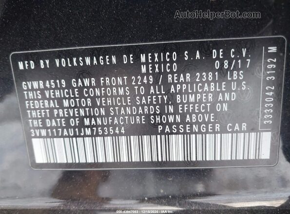 3VW117AU1JM753544 2018 VOLKSWAGEN GOLF Черный Вид подкапотного пространства