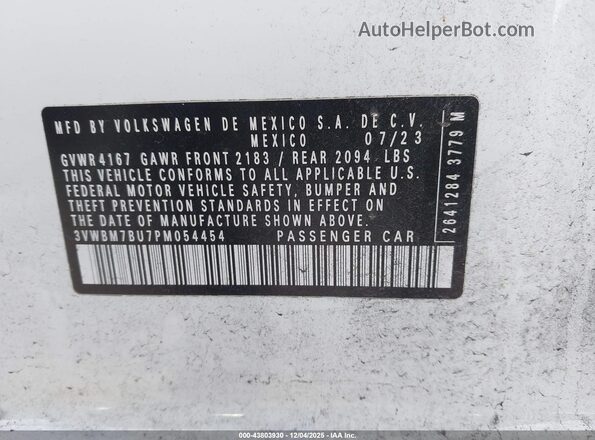 3VWBM7BU7PM054454 2023 VOLKSWAGEN JETTA White Widok komory silnika