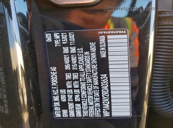 WP1AA2AY2RDA03634 2024 PORSCHE CAYENNE Черный Панорамный вид салона 360°