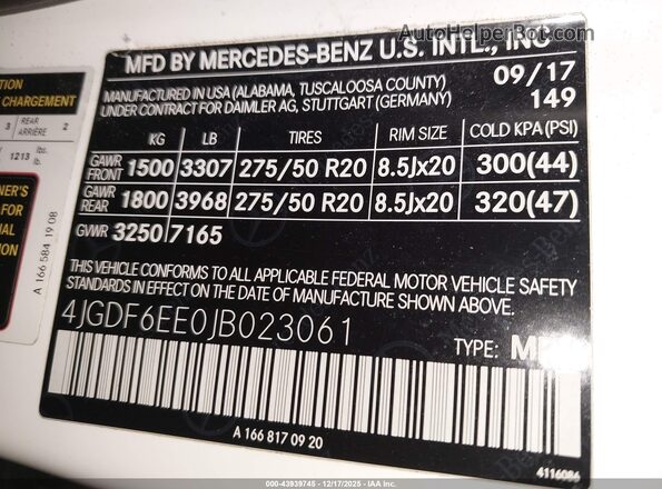 4JGDF6EE0JB023061 2018 MERCEDES-BENZ GLS 450 Белый Вид подкапотного пространства