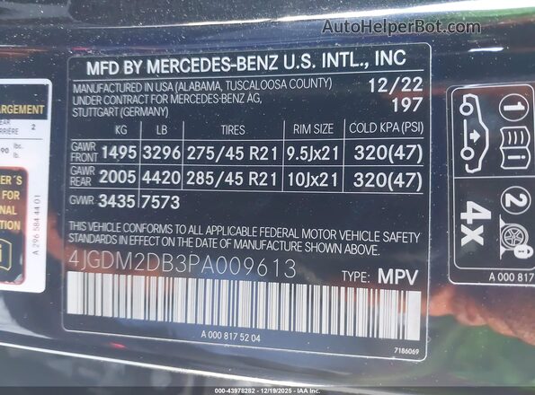 4JGDM2DB3PA009613 2023 MERCEDES-BENZ EQS 450+ SUV Черный Вид подкапотного пространства
