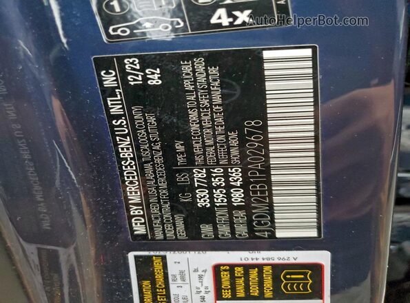 4JGDM2EB1PA029678 2023 MERCEDES-BENZ EQS Синий Вид наклейки с VIN-кодом
